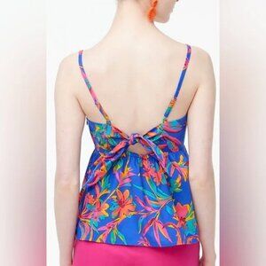 NEW J. Crew Factory Royal Blue Tank, Size 8, Tropical Floral, Tie Back, Cami